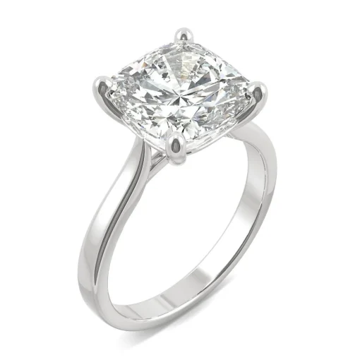 Cushion-Cut Moissanite Solitaire Ring In 14K White Gold (4 Ct.)