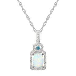 Cushion-Cut Opal Earrings, Pendant And Ring Set In Sterling Silver