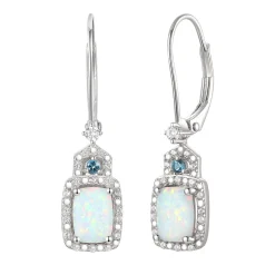 Cushion-Cut Opal Earrings, Pendant And Ring Set In Sterling Silver