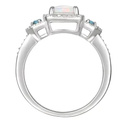 Cushion-Cut Opal Earrings, Pendant And Ring Set In Sterling Silver