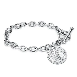 Custom Monogram Charm Bracelet In Sterling Silver