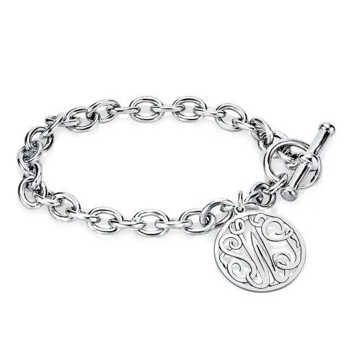 Custom Monogram Charm Bracelet In Sterling Silver