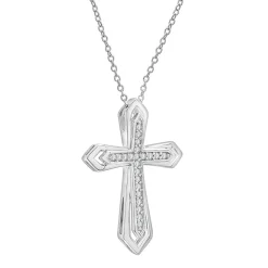 Cut-Out Diamond Cross Pendant In Sterling Silver (1/10 Ct. Tw.)