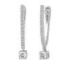 Dangle Hoop Earrings With Round Diamonds In 10K White Gold (3/8 Ct. Tw.)