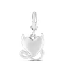 Devil Heart Charm In Sterling Silver