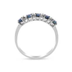 Diamond & Blue Sapphire Ring In 10K White Gold