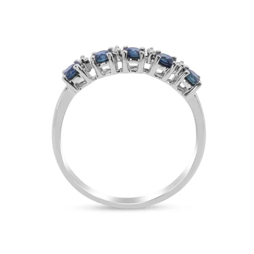 Diamond & Blue Sapphire Ring In 10K White Gold