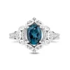 Diamond & London Blue Topaz "Cinderella" Scroll Ring In Sterling Silver (1/10 Ct. Tw.)