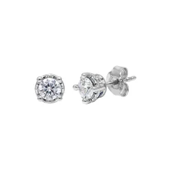 Diamond & Sapphire Stud Earrings In 10K Gold