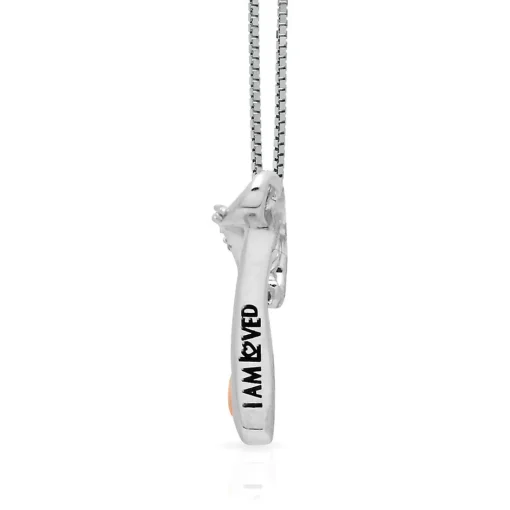 Diamond A Initial Pendant In Sterling Silver & 14K Rose Gold