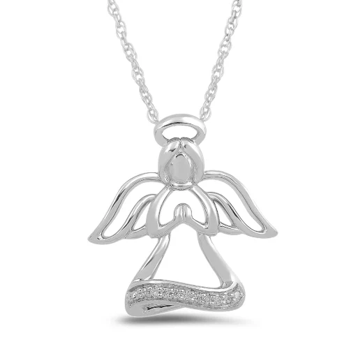 Diamond Accent Angel Pendant In Sterling Silver