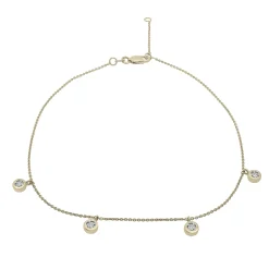 Diamond Accent Anklet With Bezel Setting In 10K Yellow Gold