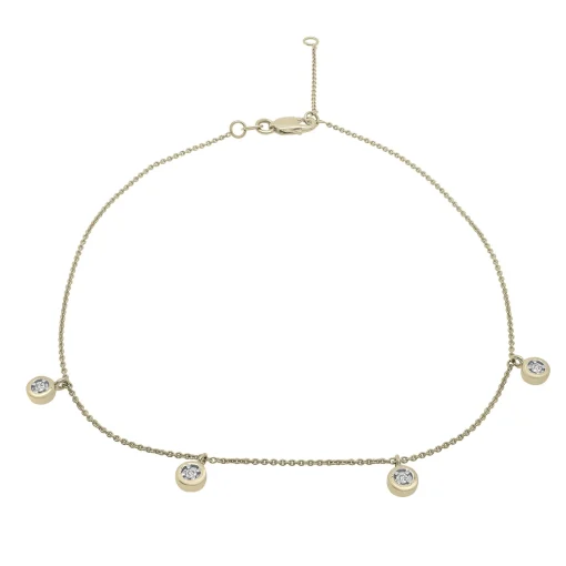 Diamond Accent Anklet With Bezel Setting In 10K Yellow Gold
