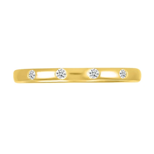 Diamond Accent Burnished Band In 10K Yellow Gold