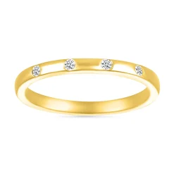 Diamond Accent Burnished Band In 10K Yellow Gold