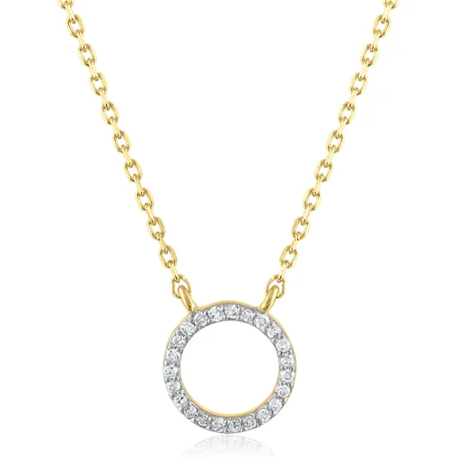 Diamond Accent Circle Pendant In 14K Yellow Gold
