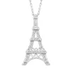 Diamond Accent Eiffel Tower Pendant In 10K White Gold