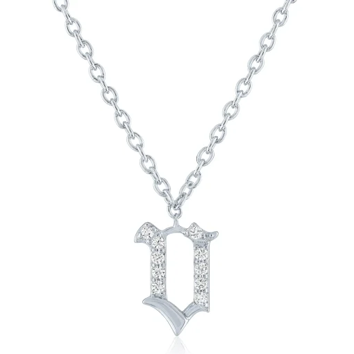 Diamond Accent Gothic Script Initial Pendant In