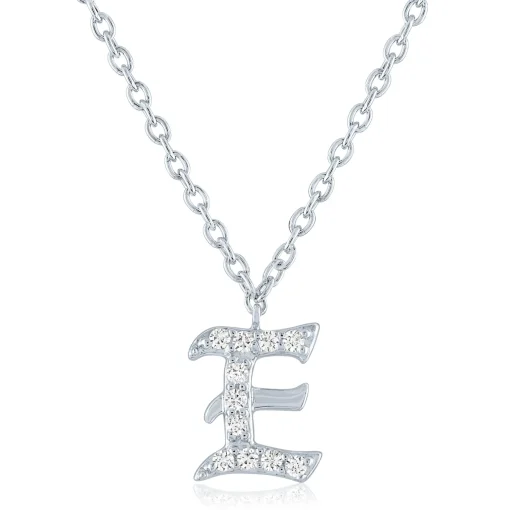 Diamond Accent Gothic Script Initial Pendant In