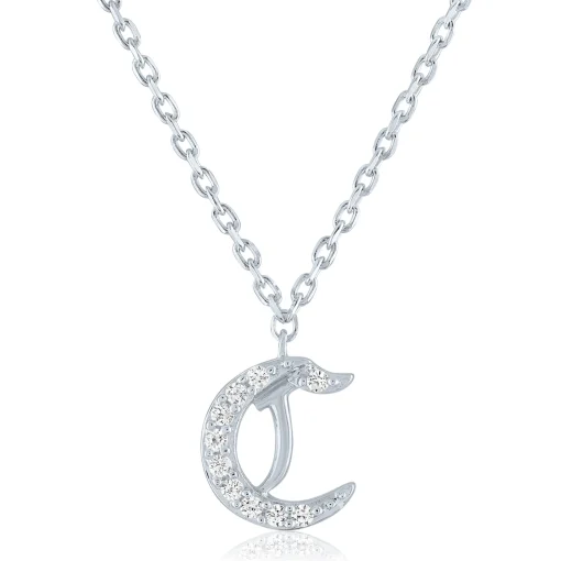 Diamond Accent Gothic Script Initial Pendant In