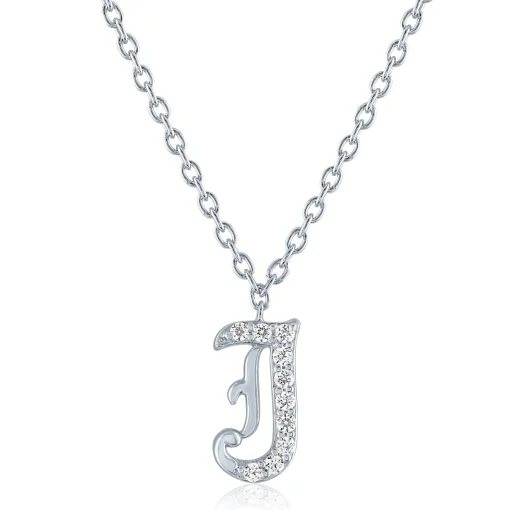 Diamond Accent Gothic Script Initial Pendant In