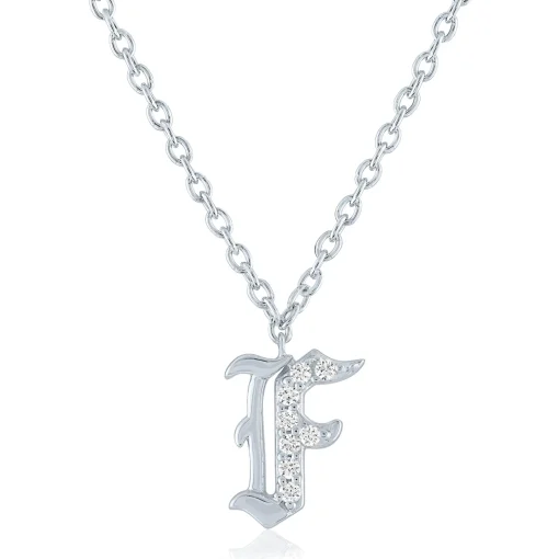 Diamond Accent Gothic Script Initial Pendant In