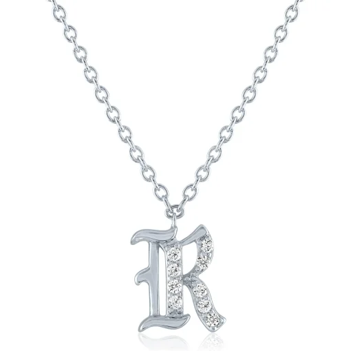Diamond Accent Gothic Script Initial Pendant In
