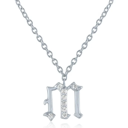 Diamond Accent Gothic Script Initial Pendant In