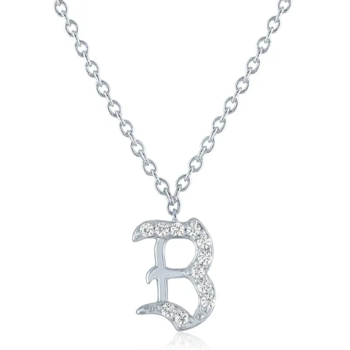 Diamond Accent Gothic Script Initial Pendant In