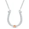 Diamond Accent Horseshoe Necklace In Sterling Silver And 14K Rose Gold