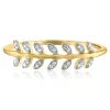 Diamond Accent Leaf Ring In 14K Yellow Gold