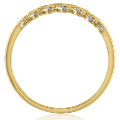 Diamond Accent Leaf Ring In 14K Yellow Gold