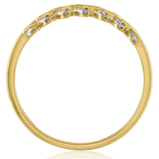 Diamond Accent Leaf Ring In 14K Yellow Gold