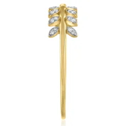 Diamond Accent Leaf Ring In 14K Yellow Gold