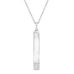 Diamond Accent Long Stick Pendant In 10K White Gold