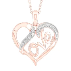 Diamond Accent Love Heart Pendant In 10K Rose Gold