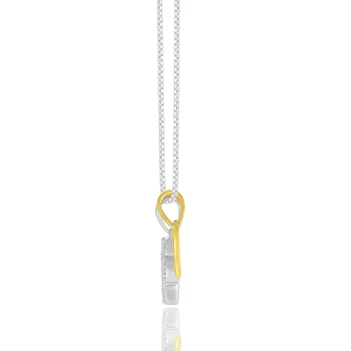 Diamond Accent Paw Heart Pendant In Sterling Silver And 10K Yellow Gold