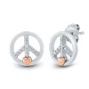 Diamond Accent Peace Sign Earrings In Sterling Silver And 14K Rose Gold