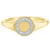 Diamond Accent Polished Disc Ring In 10K Yellow Gold