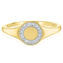 Diamond Accent Polished Disc Ring In 10K Yellow Gold