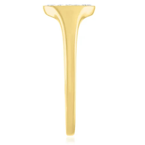 Diamond Accent Polished Disc Ring In 10K Yellow Gold