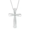 Diamond Accent Puff Cross Pendant In Sterling Silver
