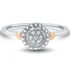 Diamond Accent Ring With 14K Rose Gold Accents In Sterling Silver