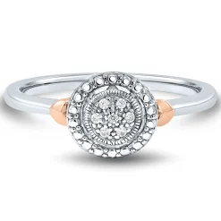 Diamond Accent Ring With 14K Rose Gold Accents In Sterling Silver