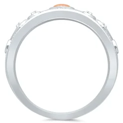 Diamond Accent Scroll Band In Sterling Silver And 14K Rose Gold
