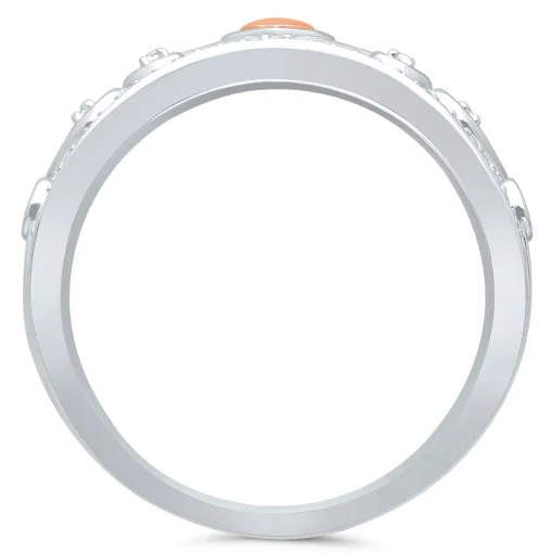 Diamond Accent Scroll Band In Sterling Silver And 14K Rose Gold