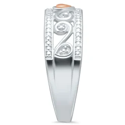 Diamond Accent Scroll Band In Sterling Silver And 14K Rose Gold