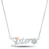 Diamond Accent Sister Necklace In Sterling Silver And 14K Rose Gold