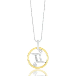 Diamond Accent Zodiac Disc Pendant In And 10K Yellow Gold
