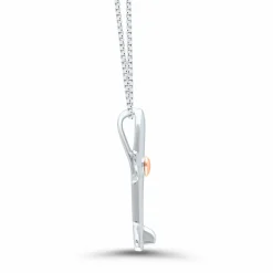 Diamond Airplane Pendant In Sterling Silver & 14K Rose Gold